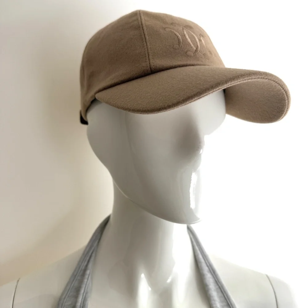 HERMES Serena Lift Beige Cashmere Baseball Cap Hat 57 - Picture 2 of 10